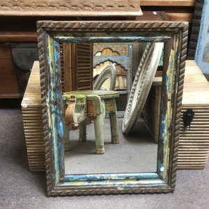 kh28 62 c indian furniture blue yellow wooden mirror front