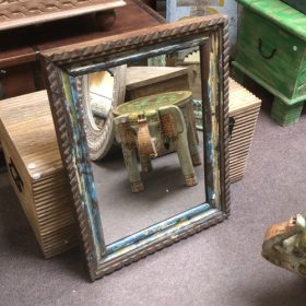 kh28 62 c indian furniture blue yellow wooden mirror left