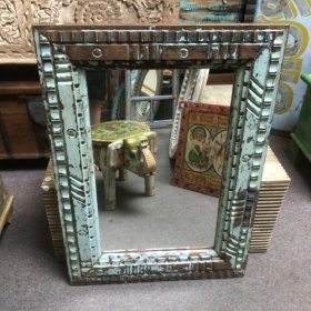 kh28 63 indian furniture multi carved wooden mirror front