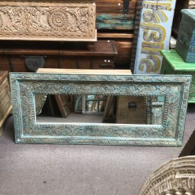 kh28 m 8017 indian furniture carved turquoise mirror main horizontal
