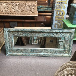 kh28 m 8017 indian furniture carved turquoise mirror main horizontal