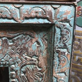 kh28 m 8017 indian furniture carved turquoise mirror close