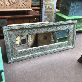 kh28 m 8017 indian furniture carved turquoise mirror left horizontal