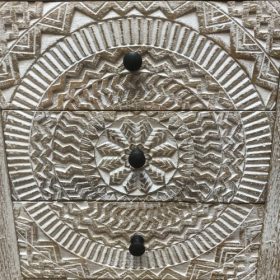 kh28 243 indian furniture whitewash bedside drawers carved