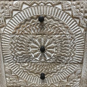 kh28 243 indian furniture whitewash bedside drawers carved