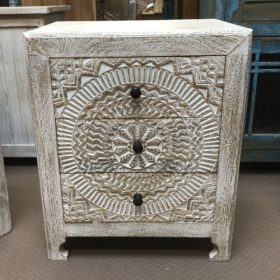 kh28 243 indian furniture whitewash bedside drawers front