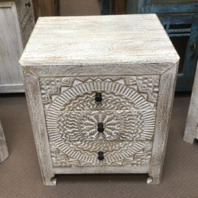 kh28 243 indian furniture whitewash bedside drawers top