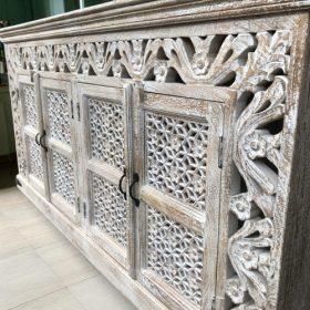 kh28 247 indian furniture floral jali sideboard detail