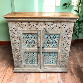 kh28 248 indian furniture small floral jali cabinet front