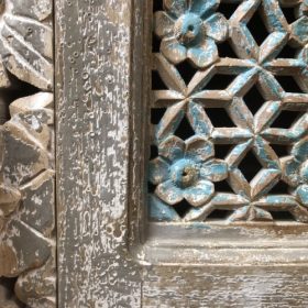 kh28 248 indian furniture small floral jali cabinet turquoise