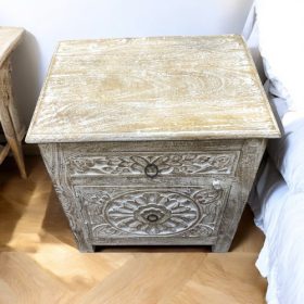 kh28 249 indian furniture whitewash bedside cabinets left storage