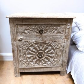kh28 249 indian furniture whitewash bedside cabinets right front