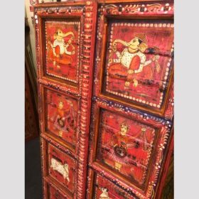 kh28 250 indian furniture hand painted red door artwork