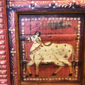 kh28 250 indian furniture hand painted red door cow