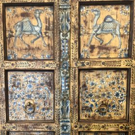 kh28 251 indian furniture orange hand painted door artwork