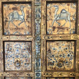 kh28 251 indian furniture orange hand painted door artwork