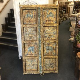 kh28 251 indian furniture orange hand painted door main