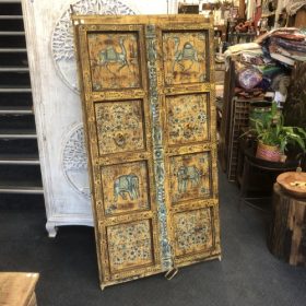 kh28 251 indian furniture orange hand painted door wooden