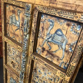 kh28 251 indian furniture orange hand painted door wall