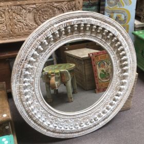 kh28 252 indian furniture circular spindle mirror wooden