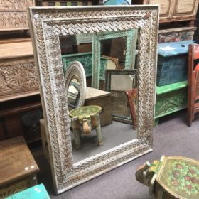 kh28 253 indian furniture large grey mirror wooden