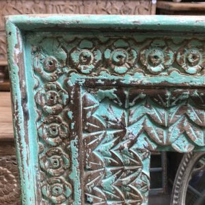 kh28 254 indian furniture large pale teal mirror carved