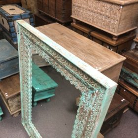 kh28 254 indian furniture large pale teal mirror portrait