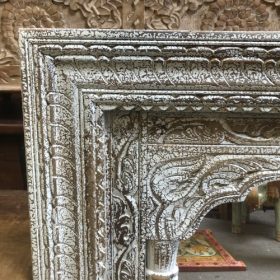 kh28 260 indian furniture triple archway mirror carved