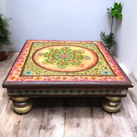 kh28 261 a indian furniture vibrant hand painted bajot turned