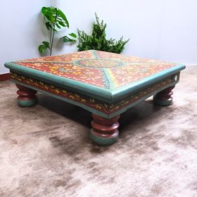 kh28 261 b indian furniture red hand painted bajot low