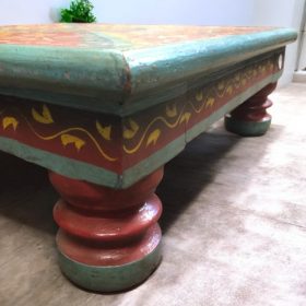 kh28 261 b indian furniture red hand painted bajot turned
