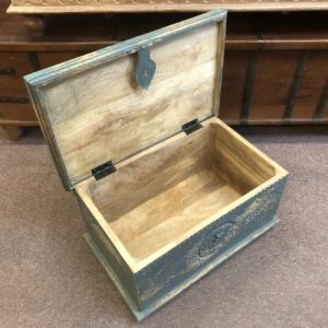 kh28 m 11618 indian furniture heather blue storage trunk inside