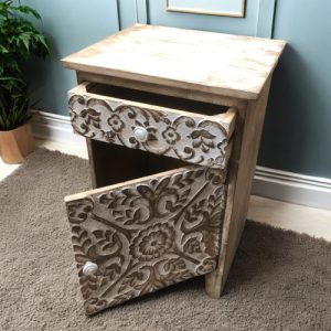 kh28 m 12723 indian furniture mango wood bedside cabinet open