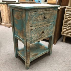 kh28 m 19475 indian furniture small turquoise table shelf