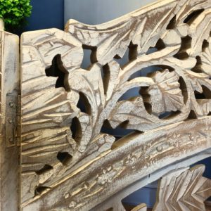 k83 7160 indian furniture whitewash carved screen intricate