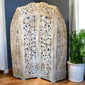 k83 7160 indian furniture whitewash carved screen main