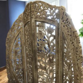 k83 7160 indian furniture whitewash carved screen floral