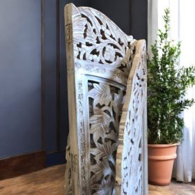 k83 7160 indian furniture whitewash carved screen divider