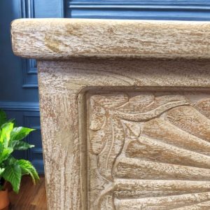 k83 7207 indian furniture carved panelled trunk wooden