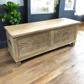 k83 7207 indian furniture carved panelled trunk main