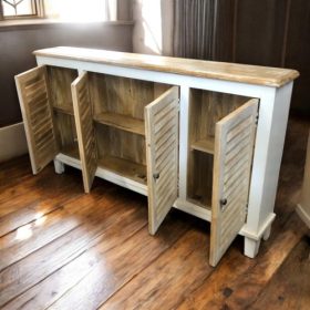 k83 7245 indian furniture 4 door shallow sideboard storage