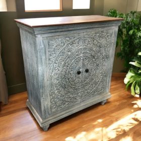 k83 8105 indian furniture circular carved cabinet white