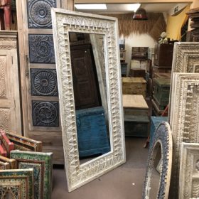 k83 8664 indian furniture large spindle mirror white