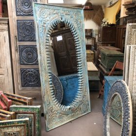 k83 8668 indian furniture large oblong mirror blue