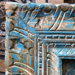 k83 8673 indian furniture vibrant turquoise mirror carved