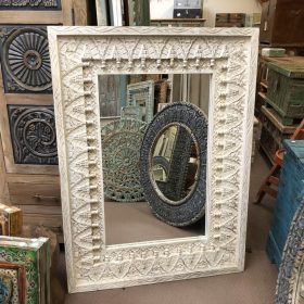 k83 8675 indian furniture white spindle mirror main