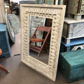 k83 8675 indian furniture white spindle mirror white