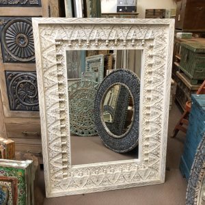 k83 8675 indian furniture white spindle mirror main