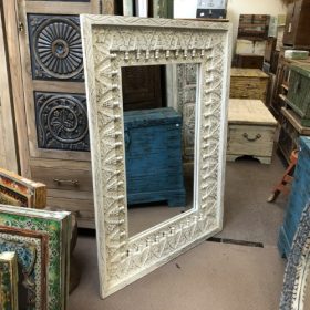 k83 8675 indian furniture white spindle mirror portrait