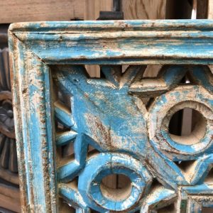 k83 8676 indian furniture blue patterned mirror carved